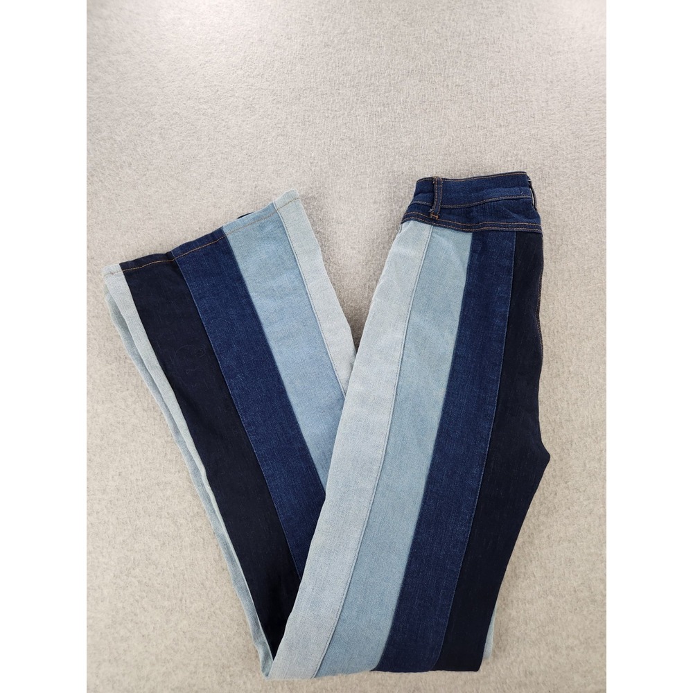 Altar'd State Jeans Sz 26 Tall Long Blue Denim Striped Flare 70s Hippie Festival - Picture 15 of 15